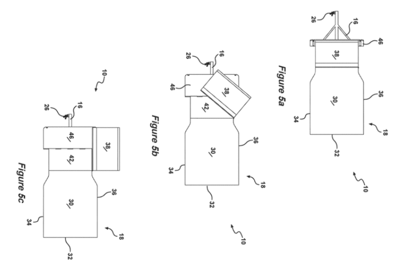 Patent drawings for the DEKPOD Simple Expanding Floor and Side Storage Module Design.
